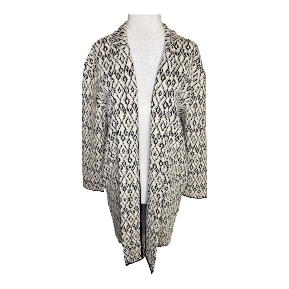 Philosophy Republic Clothing Diamond Pattern‎ Open Front Duster Cardigan Large